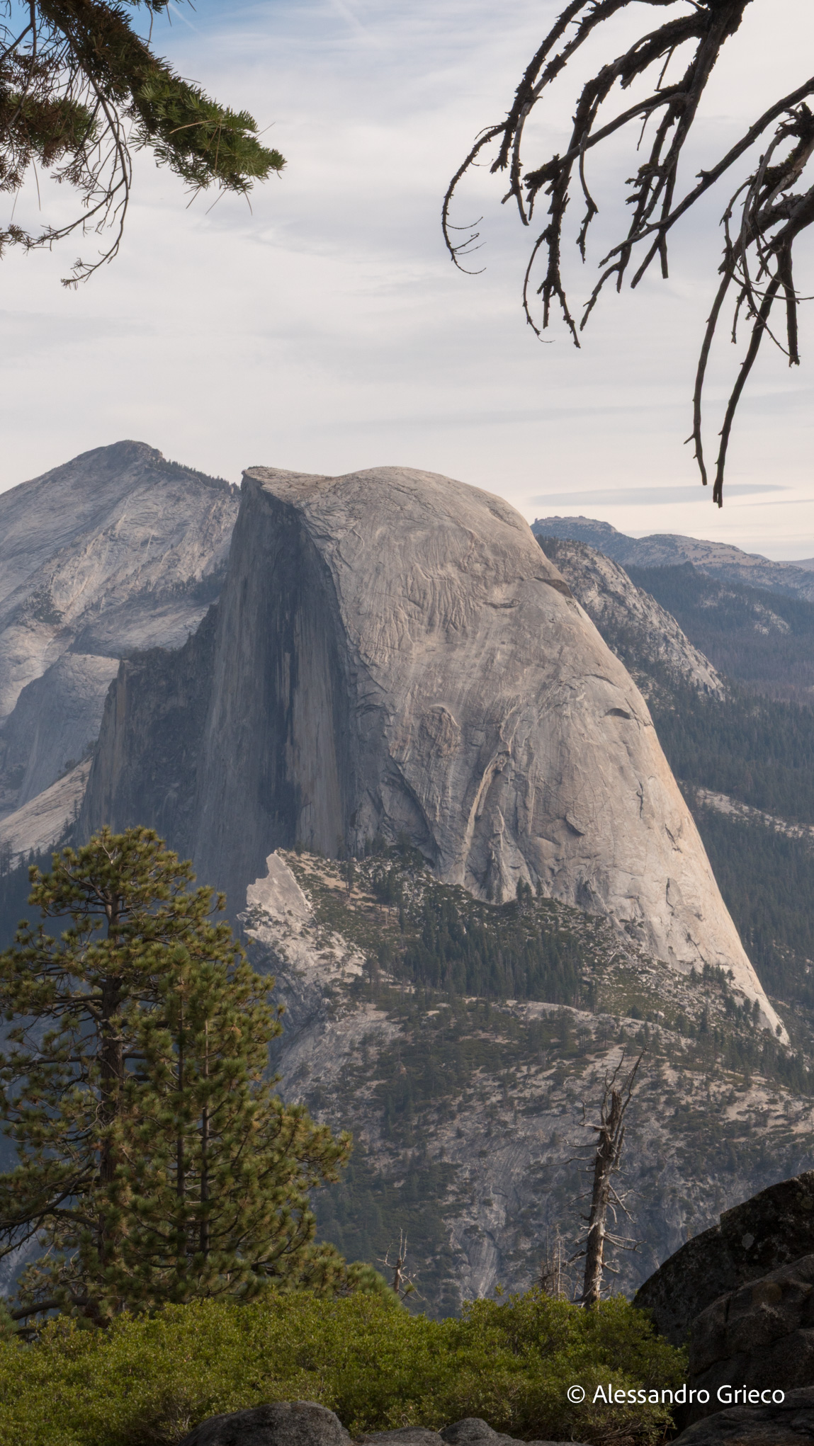 Yosemite · Half Dome at golden hour, the Merced River below
